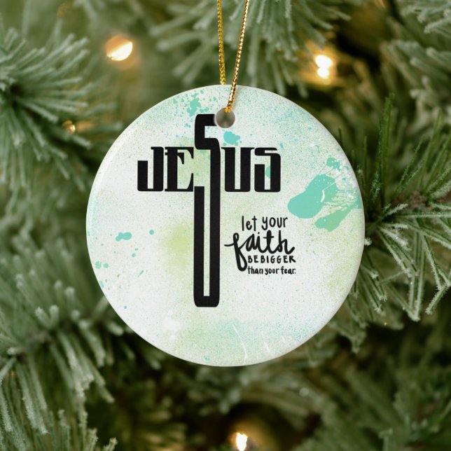 Jesus Word Art Ceramic Ornament (Tree)
