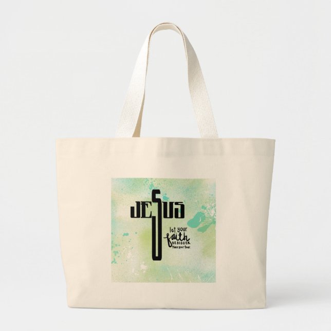 Jesus Word Art Large Tote Bag (Front)