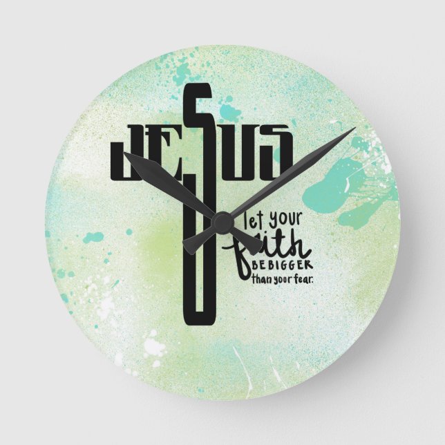 Jesus Word Art Round Clock (Front)