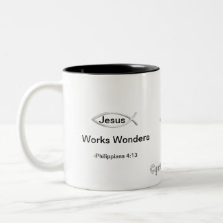 Jesus Works Wonders gotGod316.com Two-Tone Coffee Mug