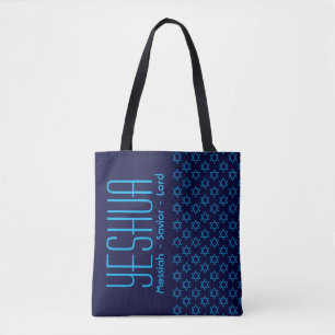Jesus YESHUA Messiah Saviour Lord Custom BLUE Tote Bag