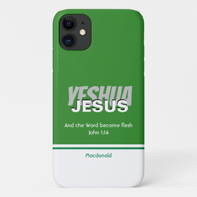 JESUS YESHUA Scripture Personalised GREEN Case-Mate iPhone Case (Back)