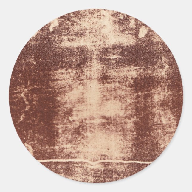 Jesus's Face Close up on the Shroud of Turin Classic Round Sticker (Front)