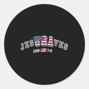 Jesussaves Jesusaves Usa American Flag Patriotic C Classic Round Sticker