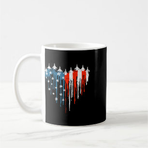 Jet Aeroplane Heart Red White Blue American Flag 4 Coffee Mug