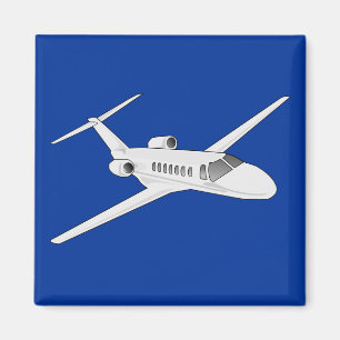 Jet Aeroplane on Blue Sky Background. Magnet