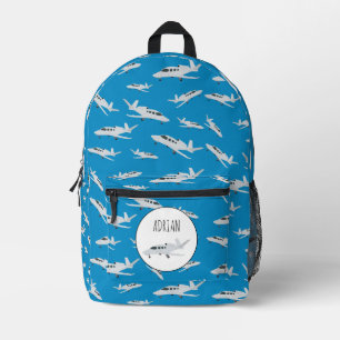 Jet Aeroplane Pattern Custom Name School Printed Backpack