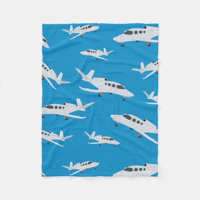 Jet Aeroplane Pattern Fleece Blanket (Front)