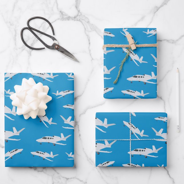 Jet Aeroplane Pattern Wrapping Paper Sheet (Front)