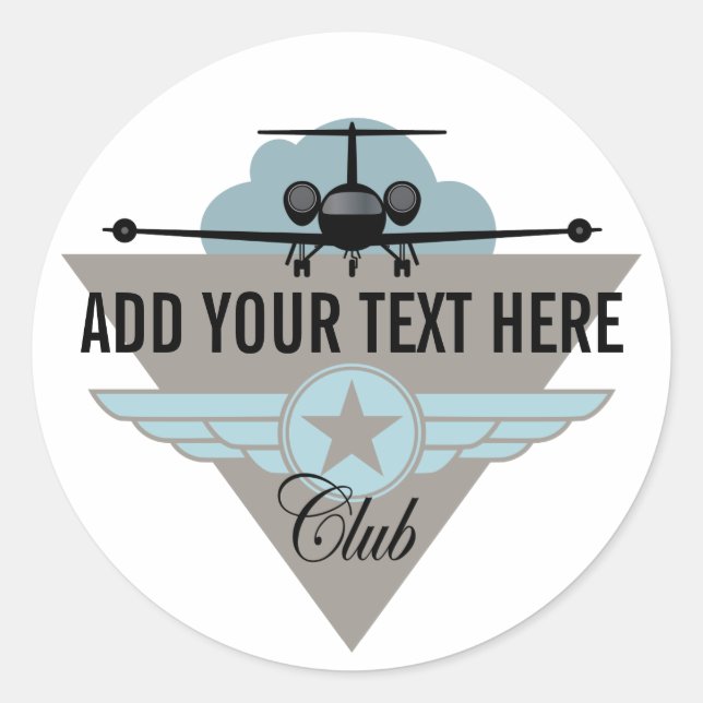 Jet Aeroplane Wing Club Classic Round Sticker (Front)