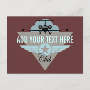 Jet Aeroplane Wing Club Postcard