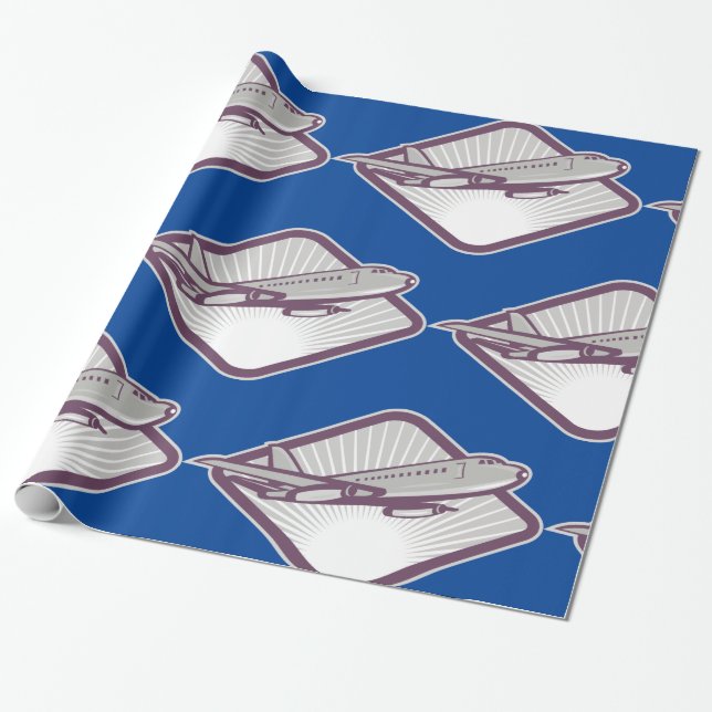 Jet Aeroplane Wrapping Paper (Unrolled)