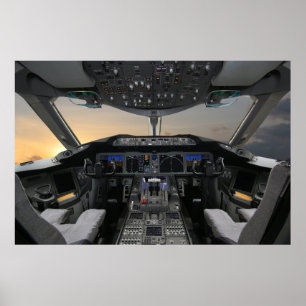 Jet aircraft cockpit poster