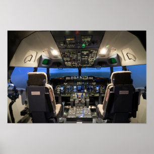 Jet aircraft cockpit poster