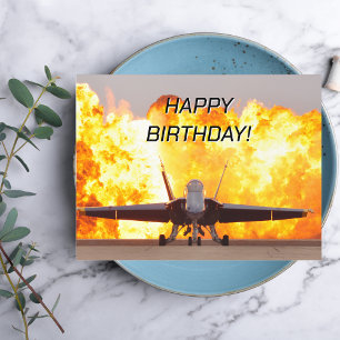 Jet Airplane photo, Cool Aviation Birthday Postcard