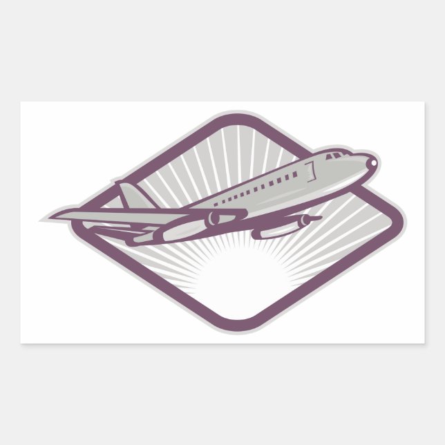 Jet Airplane Rectangular Sticker (Front)