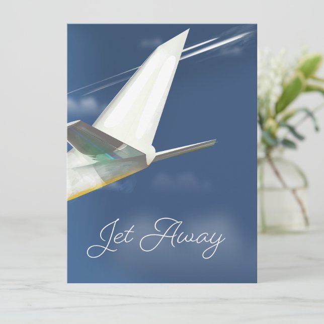Jet Away travel poster. (Standing Front)