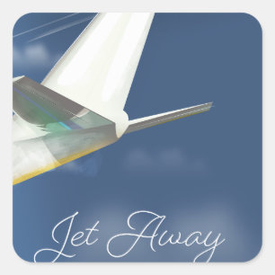 Jet Away travel poster. Square Sticker
