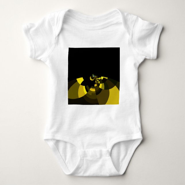 Jet Black and Gold Vector Art Print Graphic Design Baby Bodysuit (Front)