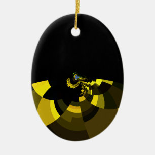 Jet Black and Gold Vector Art Print Graphic Design Ceramic Ornament