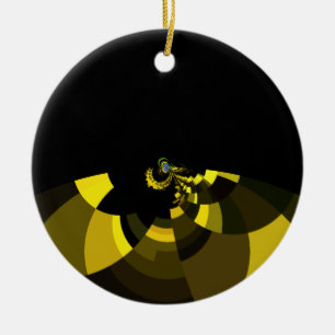 Jet Black and Gold Vector Art Print Graphic Design Ceramic Ornament