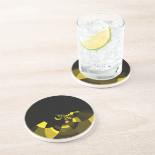 Jet Black and Gold Vector Art Print Graphic Design Coaster