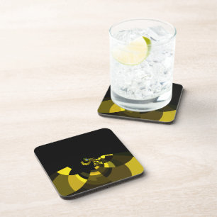 Jet Black and Gold Vector Art Print Graphic Design Coaster