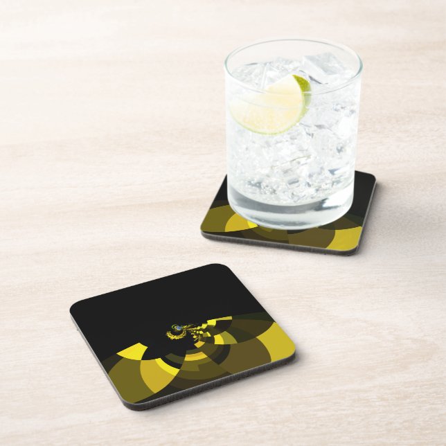 Jet Black and Gold Vector Art Print Graphic Design Coaster (Right Side)