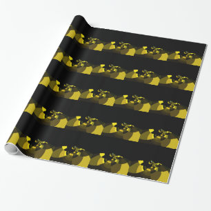 Jet Black and Gold Vector Art Print Graphic Design Wrapping Paper