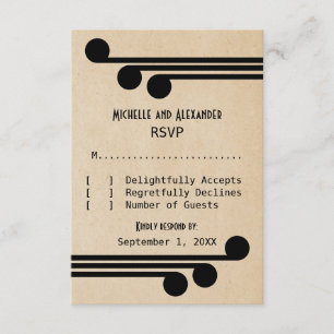 Jet Black Deco Chic Response Card