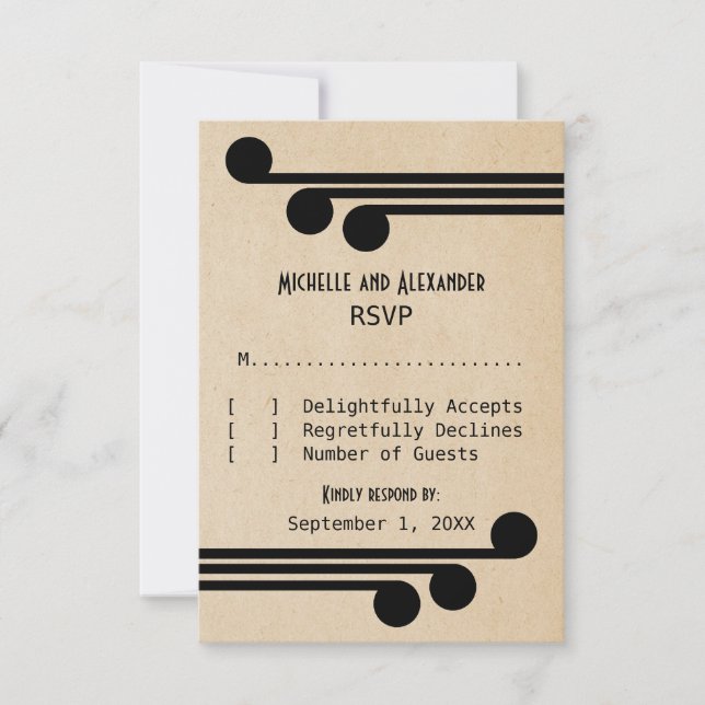 Jet Black Deco Chic Response Card (Front)