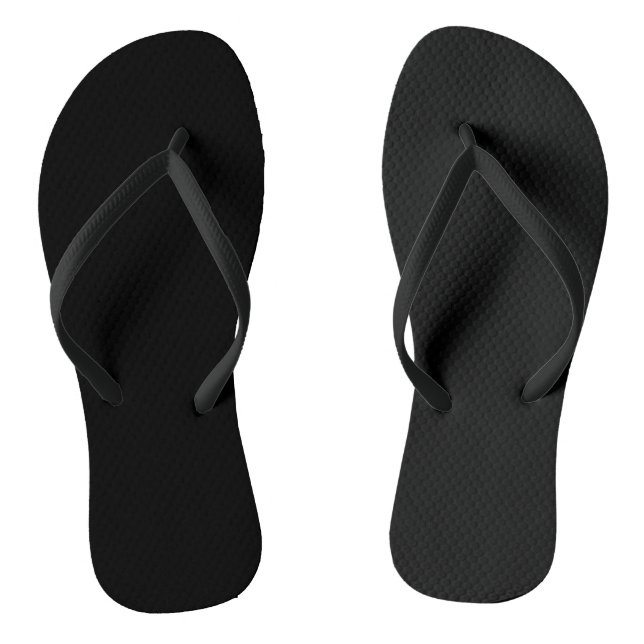 Jet Black Solid Colour Simple Minimalist Thongs (Footbed)