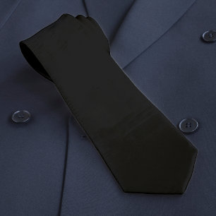 Jet Black Solid Colour Simple Minimalist Tie