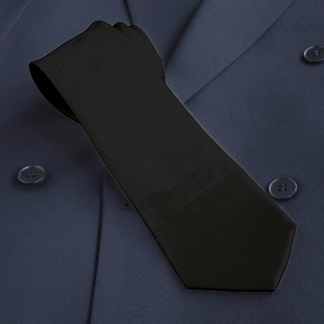 Jet Black Solid Colour Simple Minimalist Tie (Jet Black Solid Color Simple Minimalist Neck Tie)