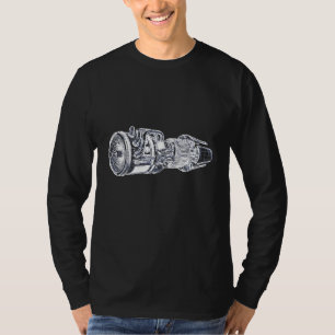 Jet Engine Blueprint Amazing Engineers Mechanics T-Shirt