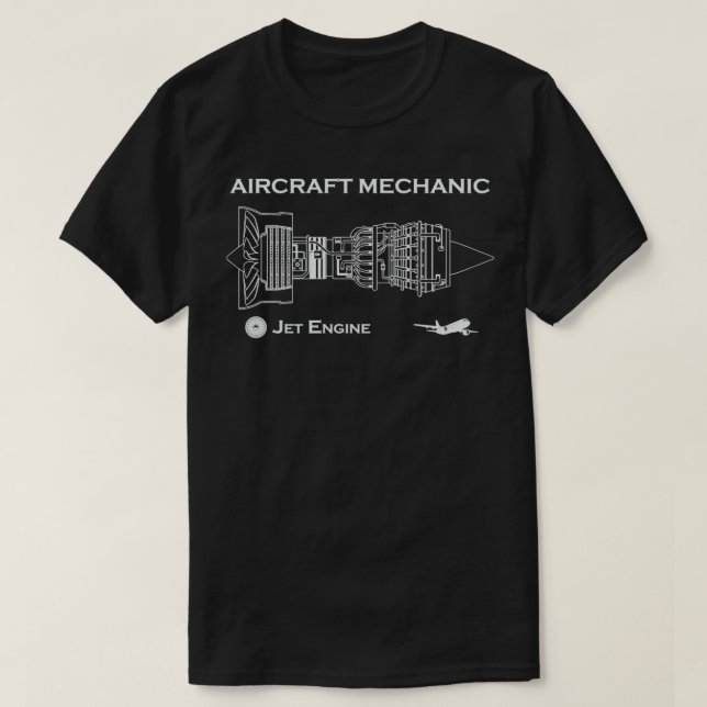 Jet Engine Mechanic Aircraft T-Shirt (Design Front)