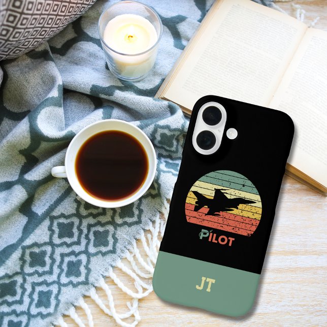 Jet Fighter Aeroplane Retro Pilot Monogrammed Case-Mate iPhone Case (Creator Uploaded)