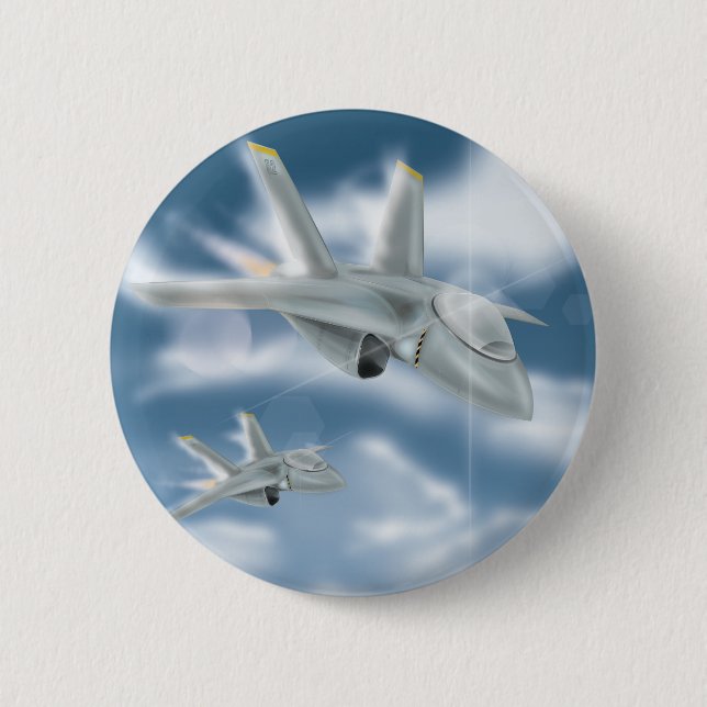 Jet Fighter Aircraft 6 Cm Round Badge (Front)