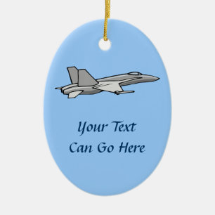 Jet Fighter F18 Hornet Aeroplane Plane Pilot Desig Ceramic Ornament
