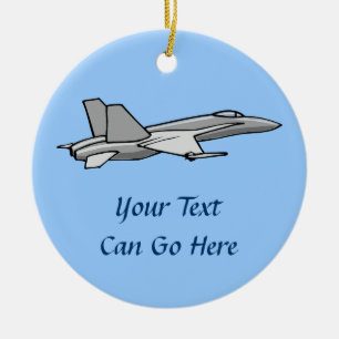 Jet Fighter F18 Hornet Aeroplane Plane Pilot Desig Ceramic Tree Decoration
