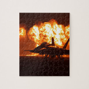 Jet Fighter Flames Jigsaw Puzzle