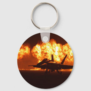 Jet Fighter Flames Key Ring