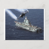 Jet Fighter Over Navy Ship