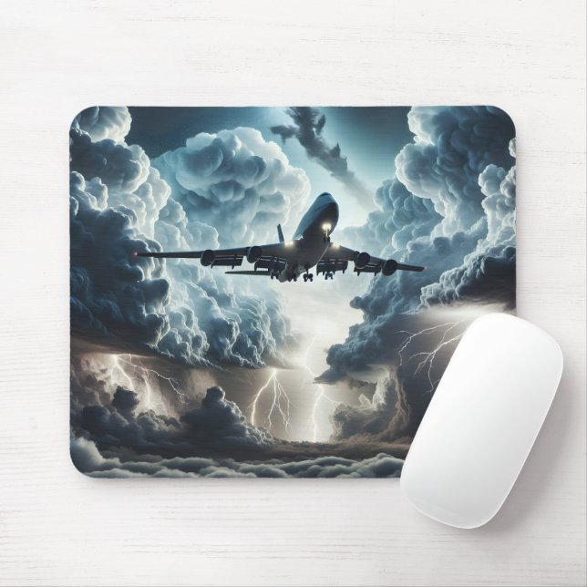 Jet Flying Through a Storm  Mouse Pad (With Mouse)