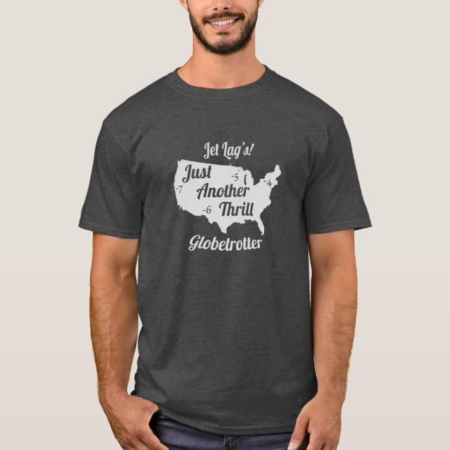 Jet Lag Design Grey Gainsboro Colour T-Shirt (Front)