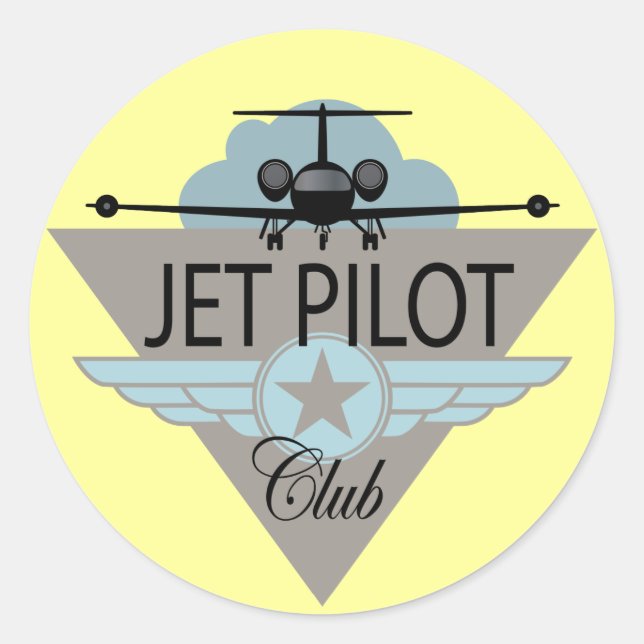 Jet Pilot Club Classic Round Sticker (Front)