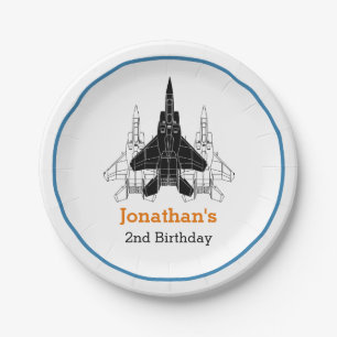 Jet Plane Boy Birthday Personalised Paper Plates