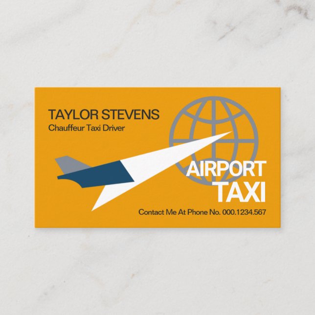 Jet Plane Liftoff Global Transport Airport Taxi Business Card (Front)