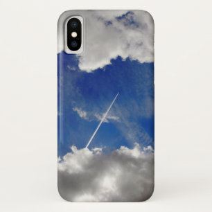 Jet plane trails between clouds iPhone x case
