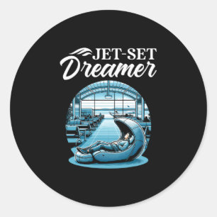 Jet-set Dreamer International World Traveler Trave Classic Round Sticker